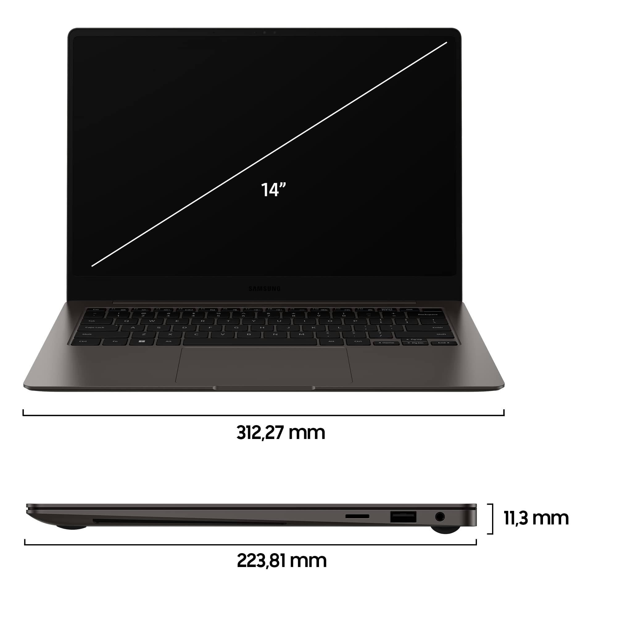 Samsung Galaxy Book3 Pro Laptop, 14" Dynamic AMOLED 2X, Intel EVO, Intel Core i5-1340P 13th gen, 16GB RAM, 512GB SSD, Windows 11 Home, Graphite