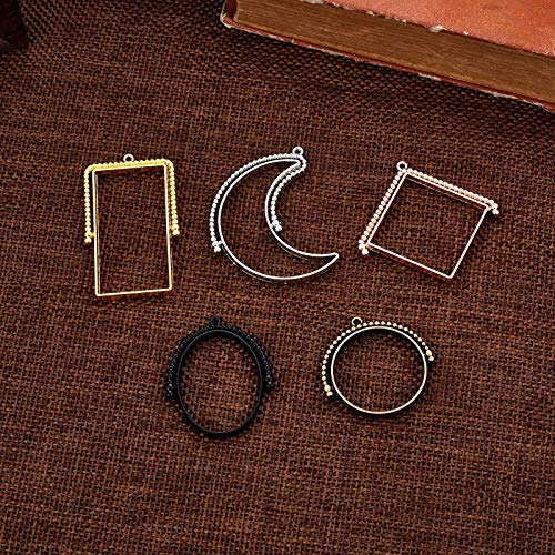 OBSEDE Rotatable Open Back Bezel Pendants Charms Resin Molds for Jewelry Findings DIY Art Craft Pressed Flower Frame Assorted Geometric Trays 25pcs - Thumbnail 3