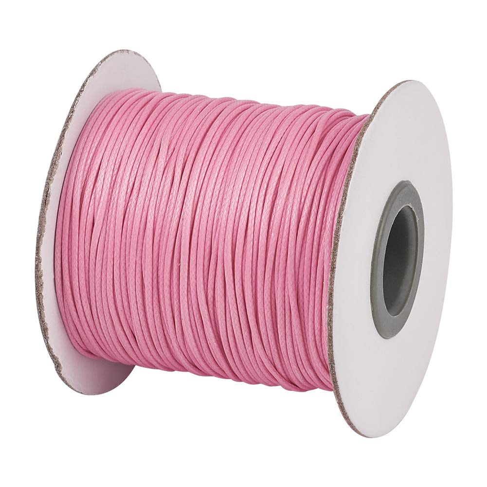 Cheriswelry 85yards 1mm Waxed Cotton Cord Thread Beading String Rope with Spool for Jewellery Making Macrame,HotPink