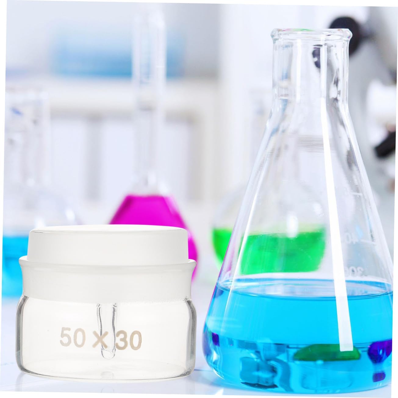 2pcs Glass Sampling Weighing Bottles with Lids 50x30mm Low Profile Laboratory Weighing Holders for Lab and Scientific Use