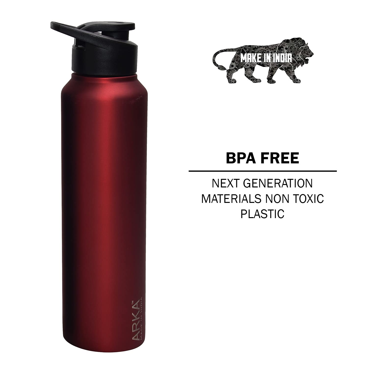 ARKA Stainless Steel Chromo Water Bottle, 1 Liter each, Matt Red, ideal to store water and all other beverages.(pack of 2) 3