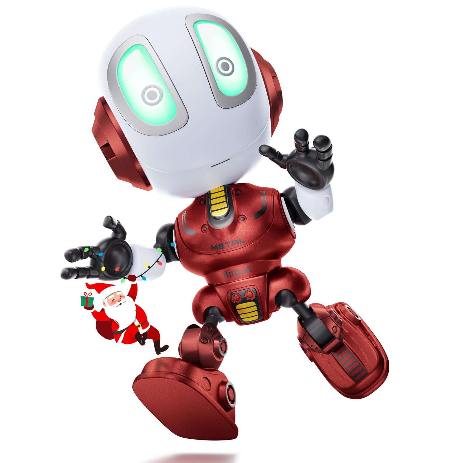 BROADREAM Stocking Stuffers, Robot Kids Toys, Mini Robot Talking Toys for Boys Girls Robot Gifts Help Kids Talking for Halloween Christmas, LED Lights and Interactive Voice Changer (Burgundy)