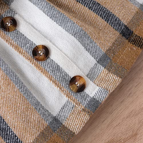 KameyouForever Toddler Kids Baby Girls Fall Winter Clothes Long Sleeve Ruffle Knit Sweater Top Plaid Button Mini Skirts Set 2 Piece Outfits - Image 7