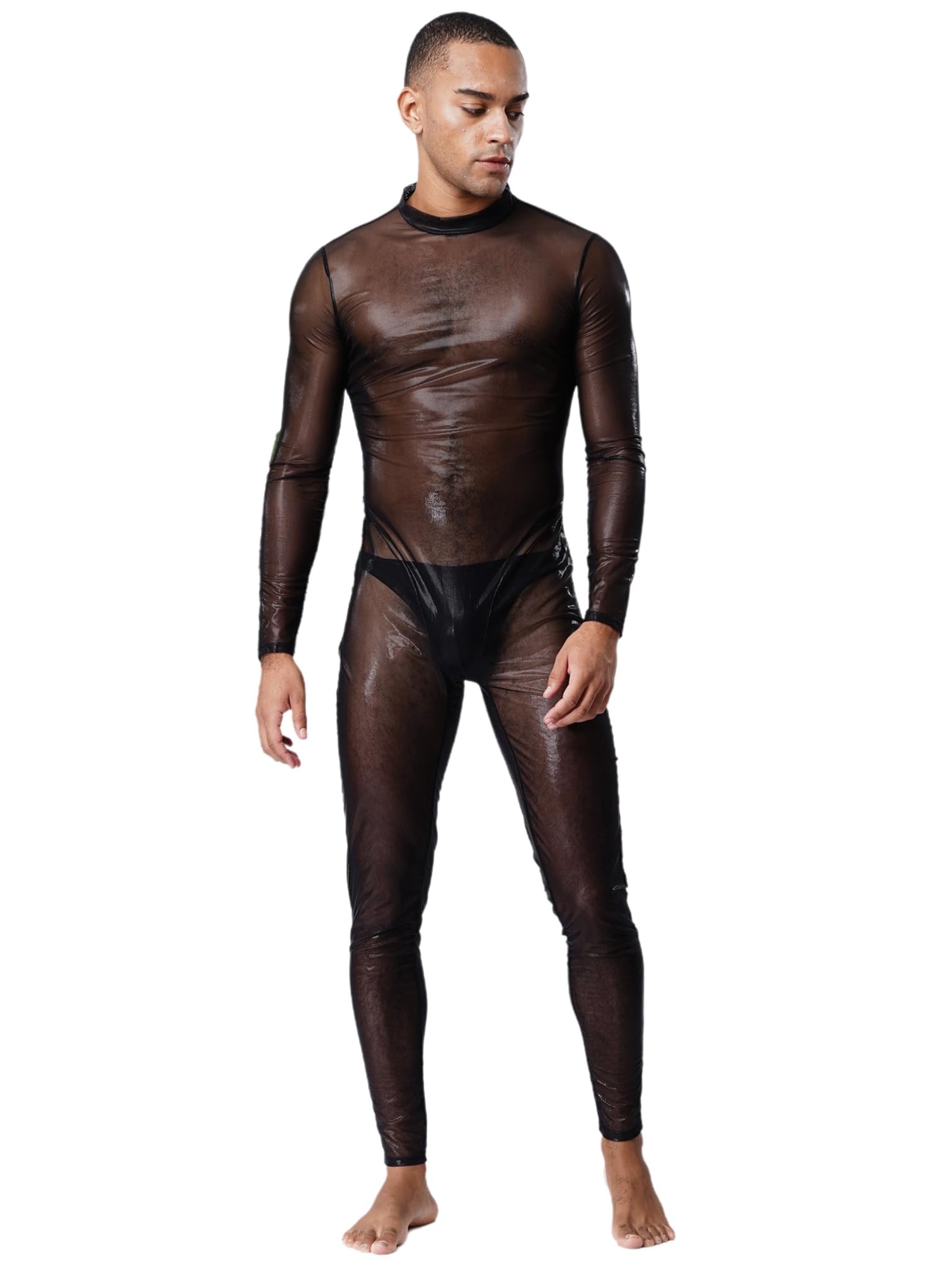 iiniim Homme Bodystocking Lingerie Transparent Maillot de Corps Combinaison Chemise De Nuit Nightwear M-XXL