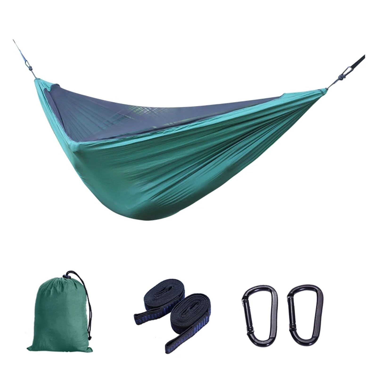 2Person Outdoor Camping Hammock 2.8x1.4m/9.2x4.6ft Lightweight Hanging Net Hammocks Tree Straps Swing Backpack Backyard(Turquoise)