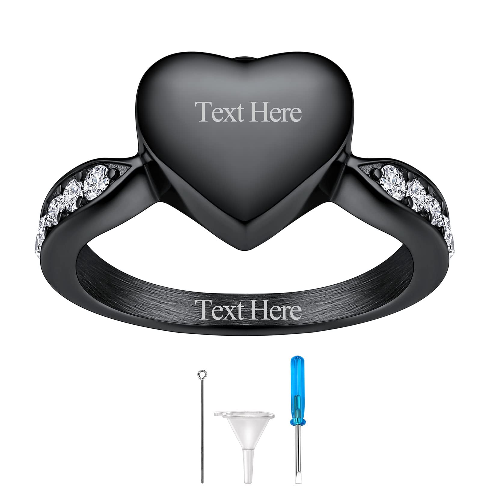 Richsteel Stainless Steel Heart/Claddagh Cremation Urn Ring for Ashes