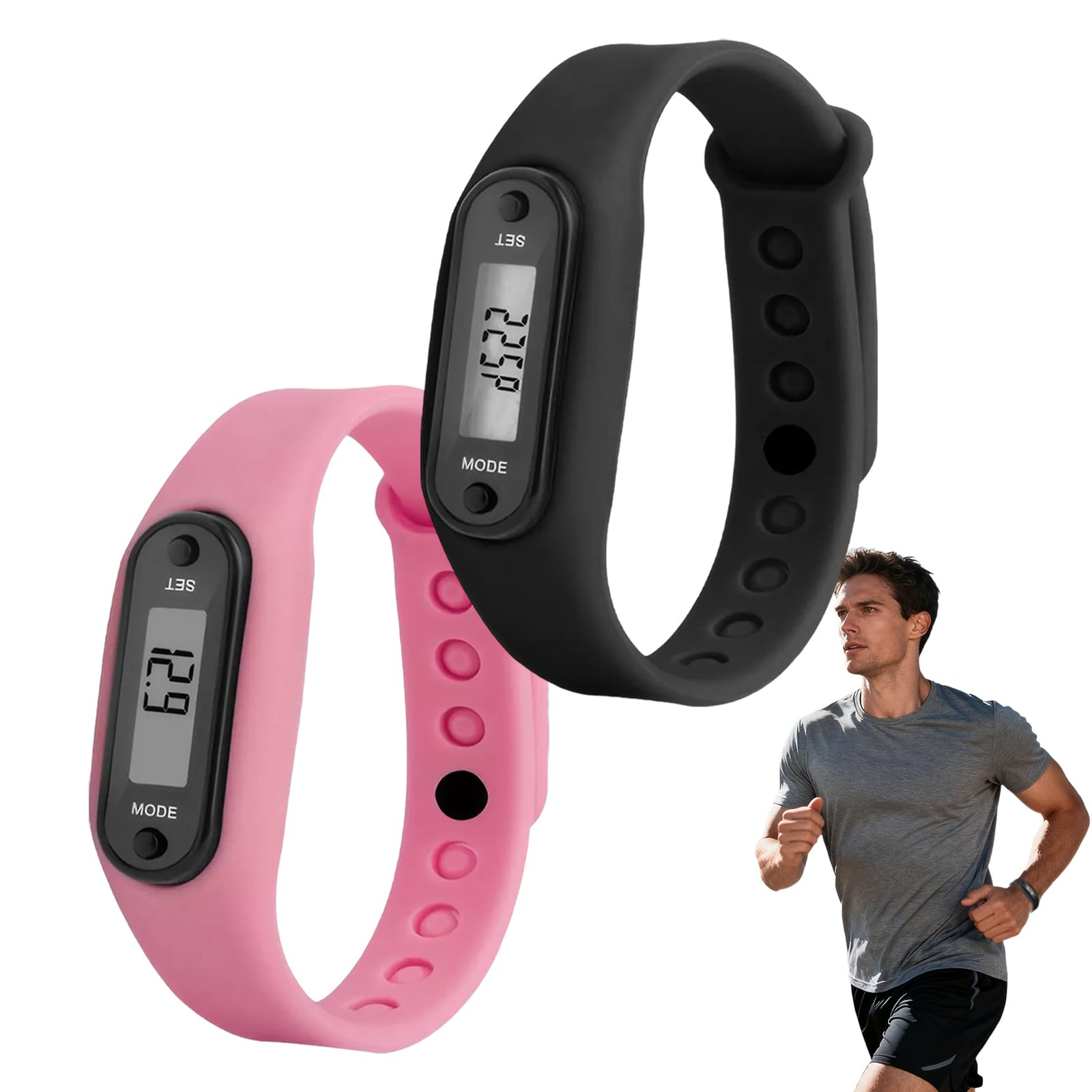 Step Counter, Pedometer Step Counter for Walking, Black and Pink Pedometers for Men Women