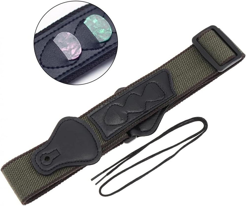 Adjustable Cotton Guitar Strap Acoustic Electric Bass Optional Plectrums Pocket Accessories
