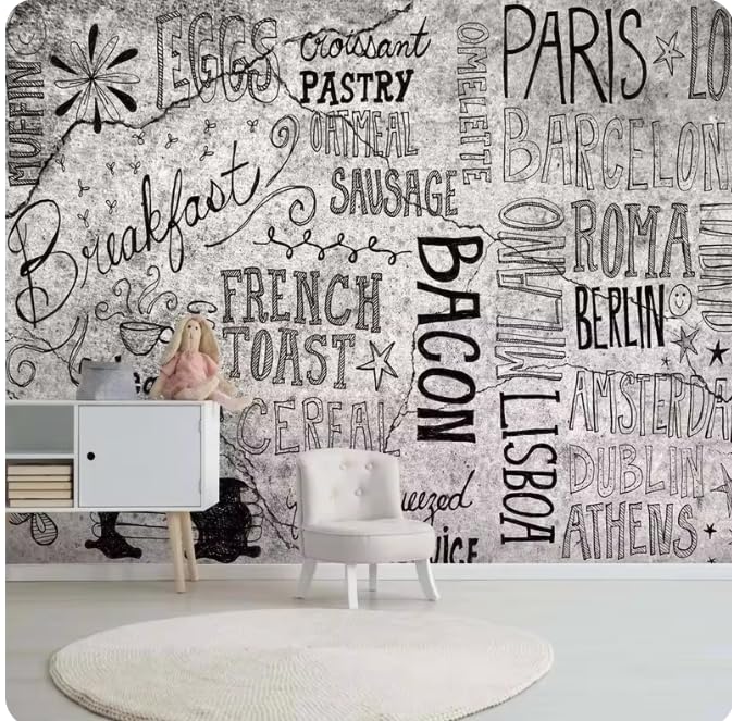 Mural de pared con foto de alfabeto de graffiti en 3D para dormitorio, sala de estar, TV, sofá, fondo de pantalla, 3D, 150 x 105 cm