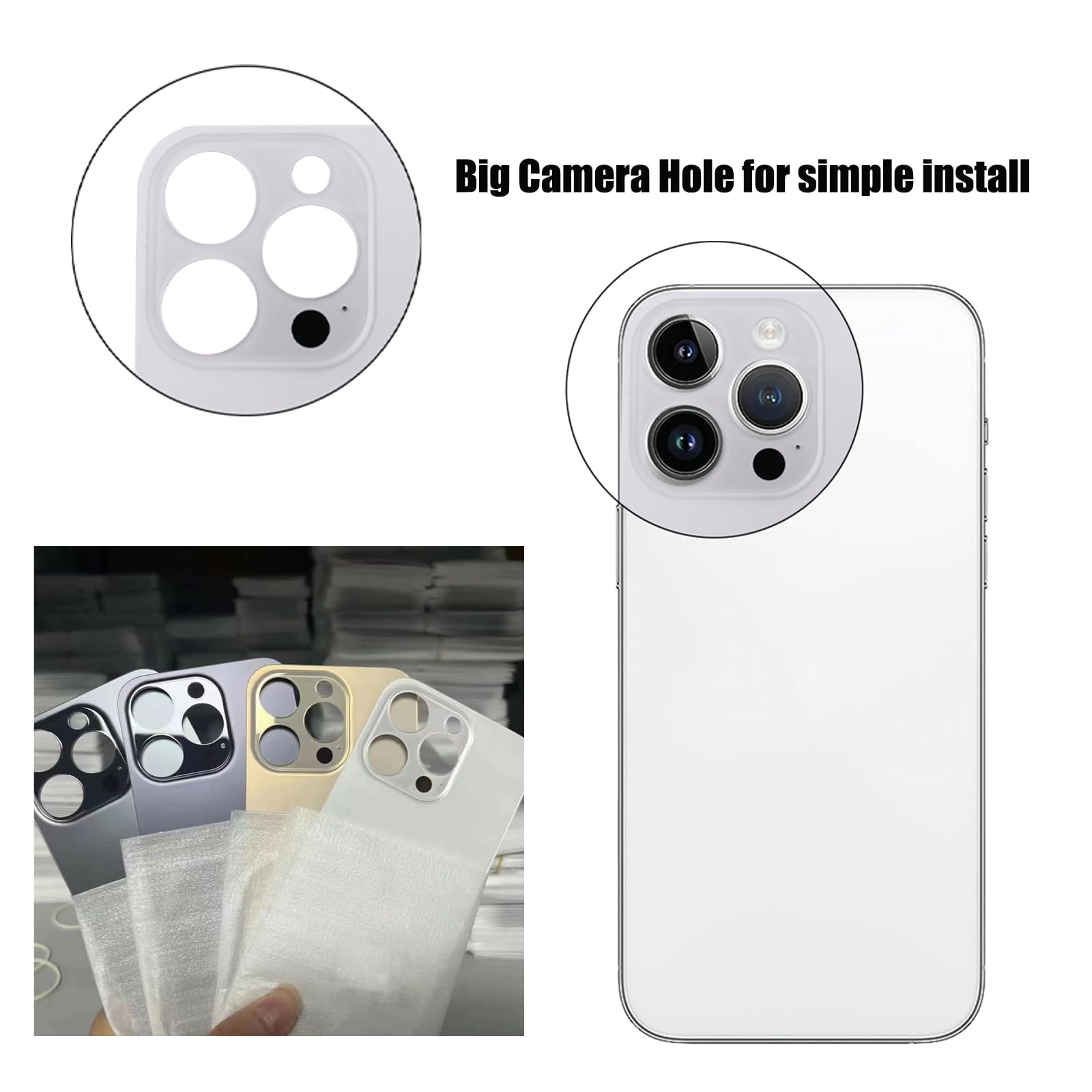 14ProMax /14 Pro MAX - Cubierta Trasera de Cristal de Repuesto para iPhone 14Pro MAX con Adhesivo preinstalado + Kit de Herramientas de reparación (Plateado)