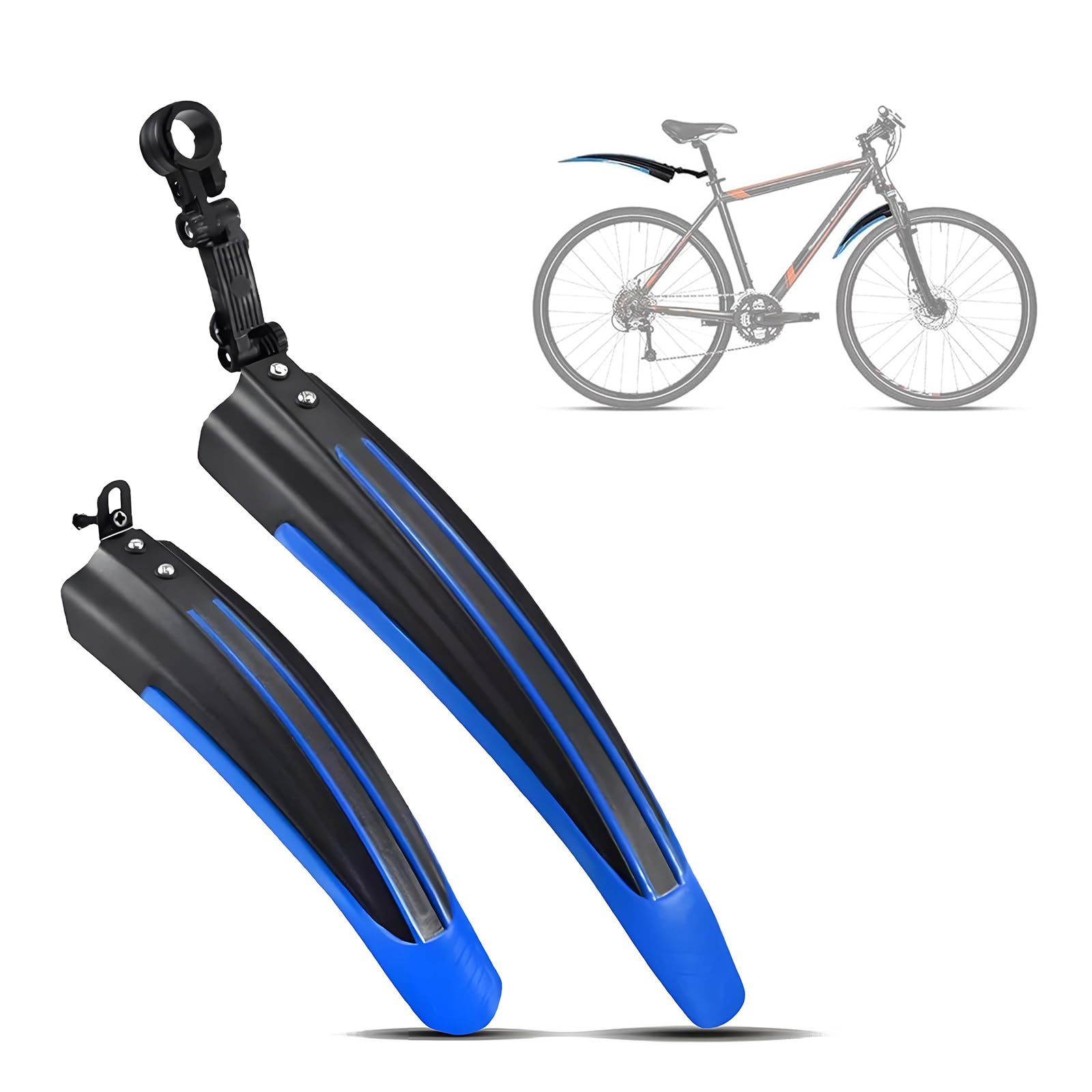 VAEVEN Fahrrad Schutzblech Set für Batavus Avanti 2015, Schnelle Demontage Spritzschutzset Vorne Hinten Schmutzfänger, Einstellbar Vorne Hinten Mudguard Schutz für 20-26 Zoll MTB Rennrad,B Blue Sport & Freizeit