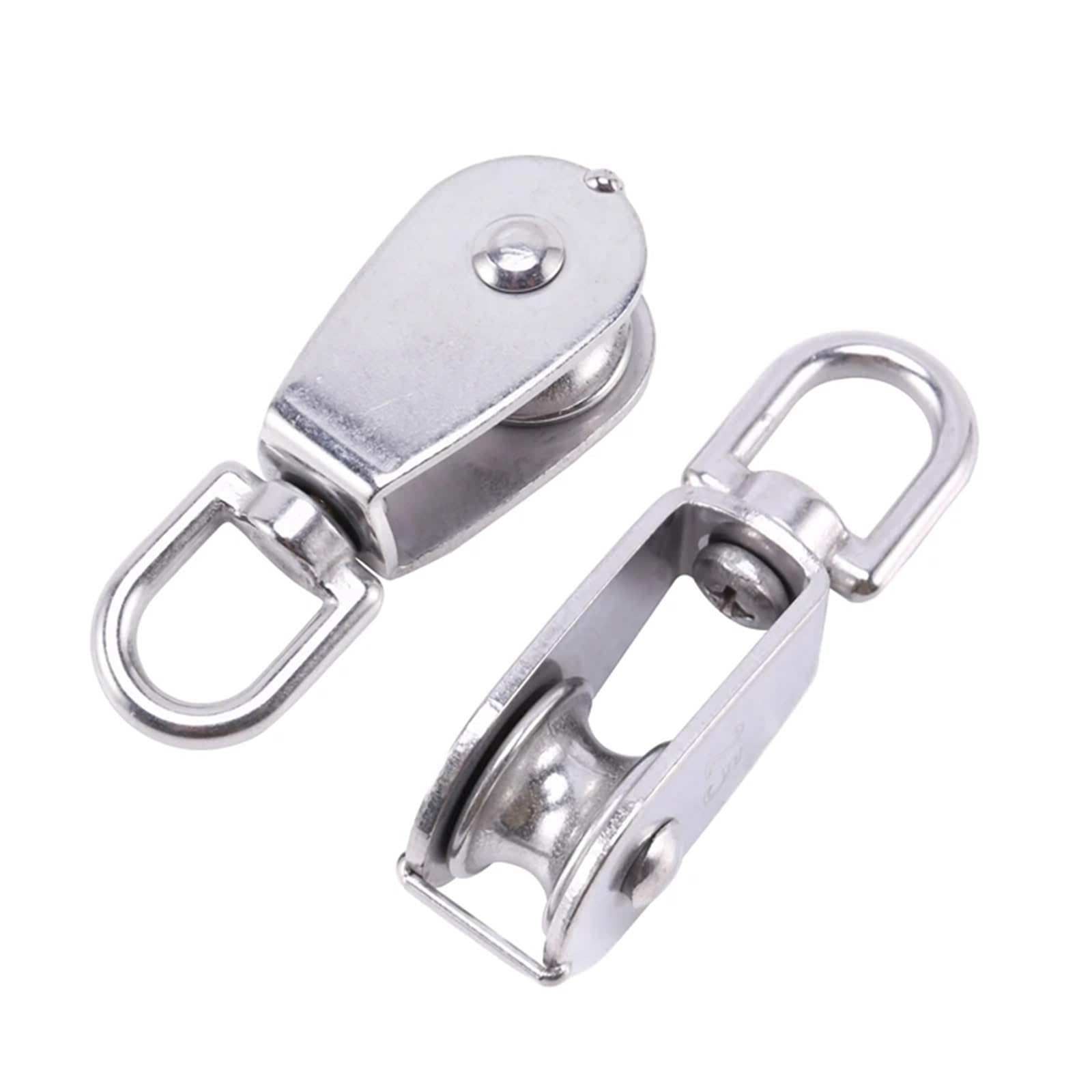 Bloque polea simple 25 mm en acero inoxidable 304 Rodillo polea M25 que carga 400 kg - Plata