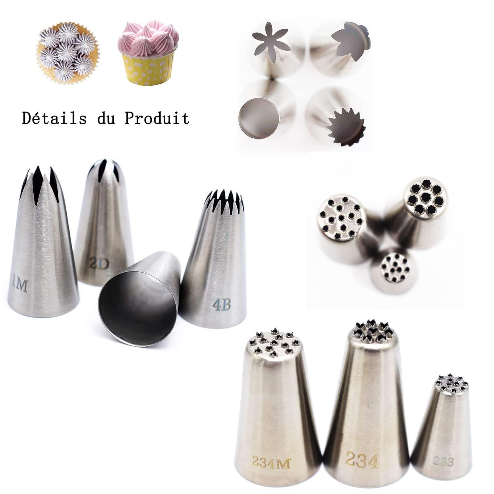 Set Di 10 Beccucci Professionali Per Pasticceria, Bocchette Per