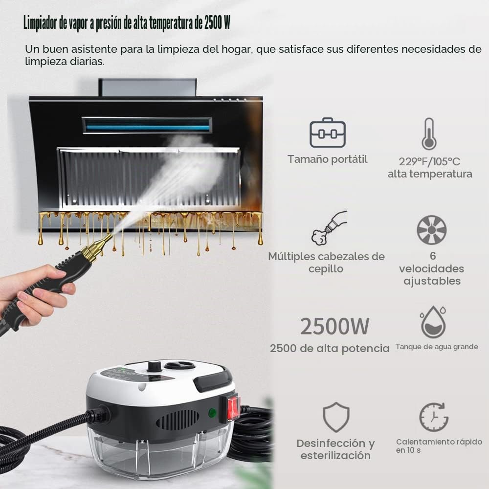 Andoer Limpiador a vapor 1500 W portátil alta temperatura presión