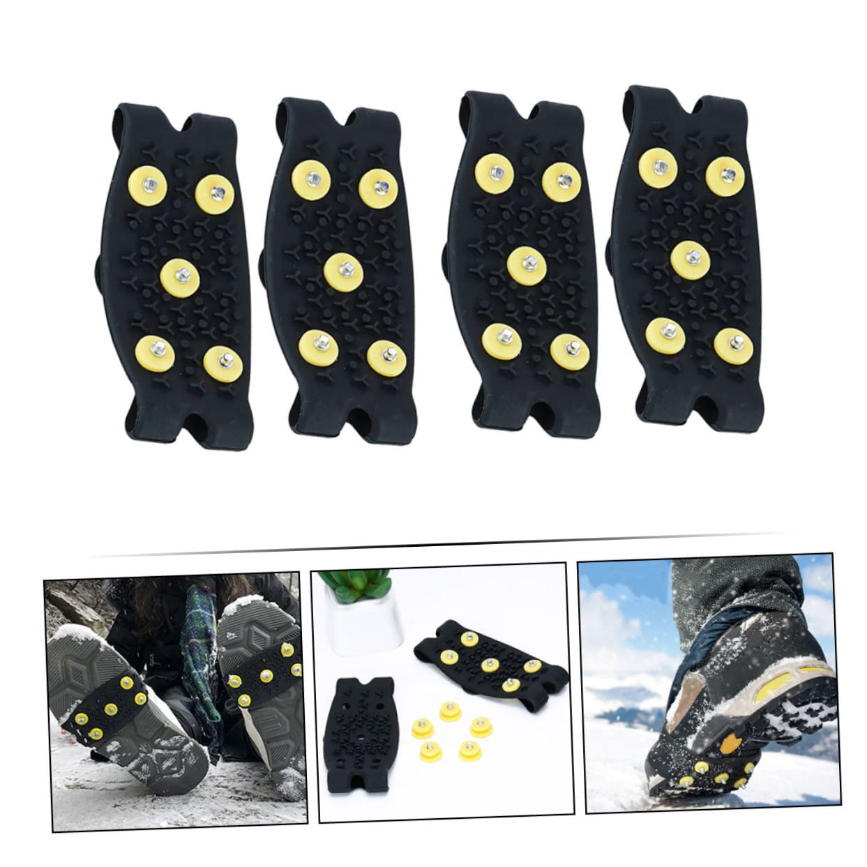 BESPORTBLE Copriscarpe Per Ramponi Escursionismo Picchi Di Ghiaccio Ramponi Tacchetti Da Ghiaccio Trazione Nevicare Pinze Per Neve Ghiacciata Pinza Da Neve Per Scarpe Tpe Nero