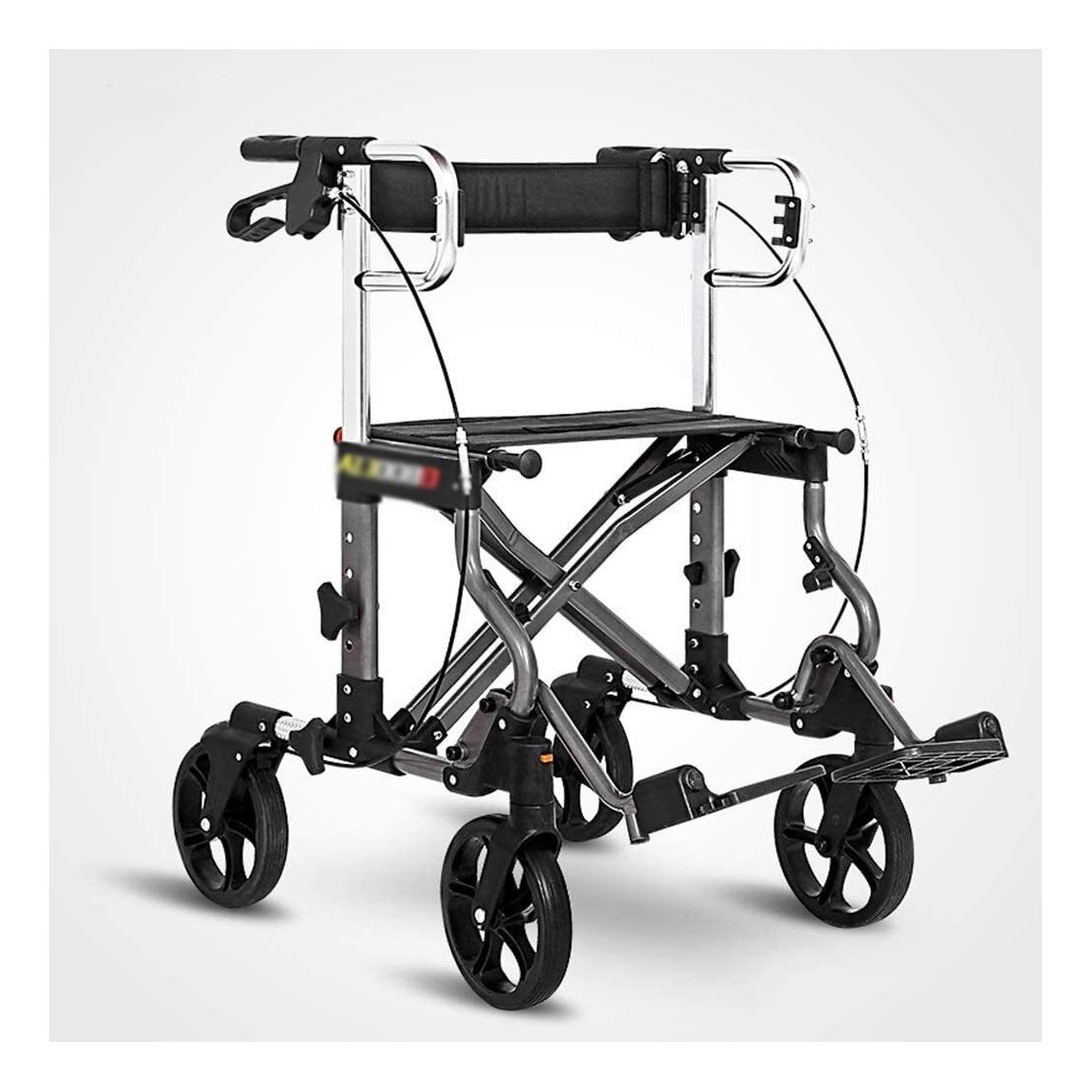 Andador para ancianos, Rollator Mobility Walker, Ayuda for caminar con ruedas Rollator portátil, Walker Walker de transmisión plegable con un cómodo respaldo, sistema de doble freno, for personas mayo