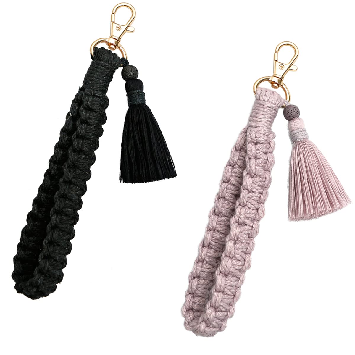 CHUQING Schlüsselanhänger Makramee Schlüsselband Kurz Geflochten Armband Schlüsselbund Stoff für Frauen Mädchen Damen