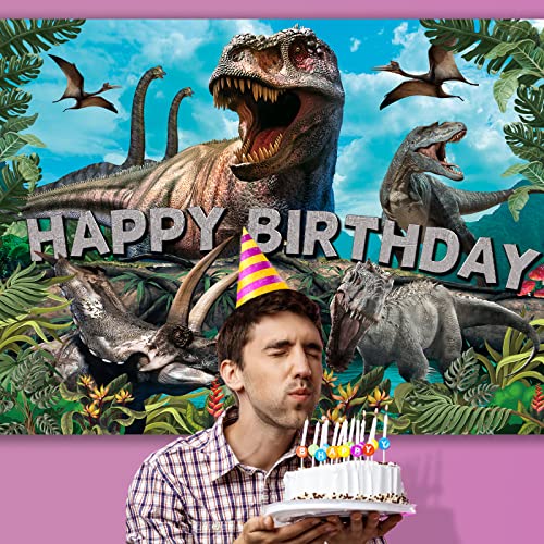 Image of Dinosaur Backdrop,7x5FT Dinosaurs Background Dinosaur Birthday Backdrop Party Decor Dinosaur World Banner Dinosaur Theme Birthday Party Backdrop Supplies for Kids Green#1