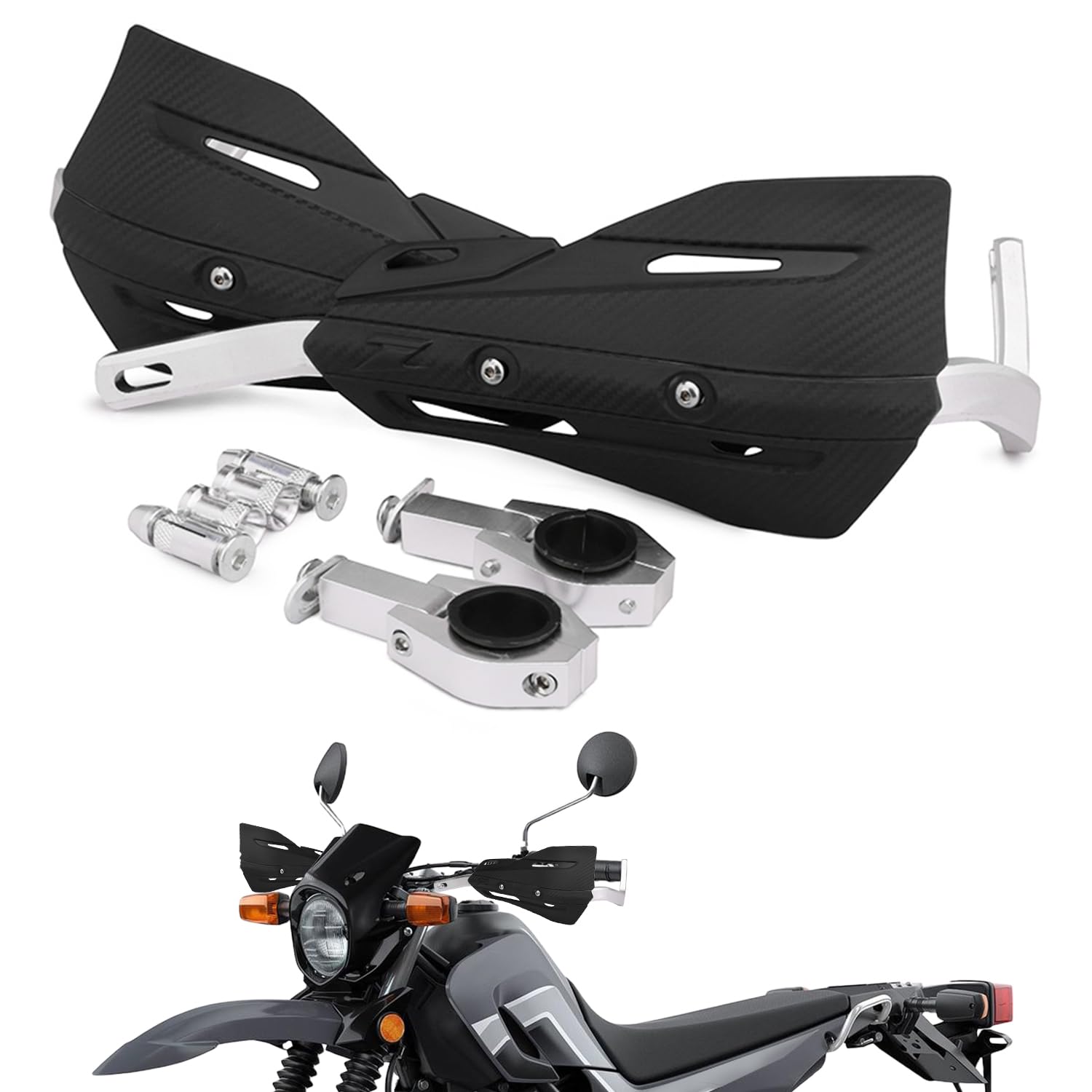 22mm and 28mm Aluminum Motocross Hand Guards with Universal Mounting Kits For Honda Yamaha Kawasaki Suzuki KTM Dirt Bike Motorcycle MX Supermoto Racing ATV Quad KAYO (Black)
