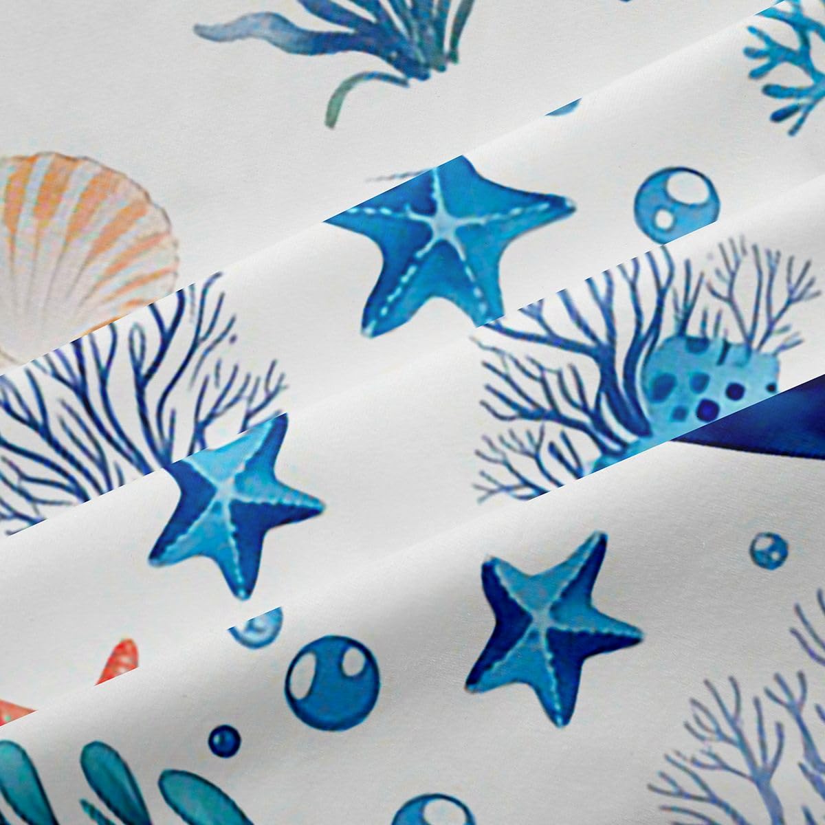 Homemissing Manta Ray - Tende oscuranti per camera da letto, soggiorno, tema oceano, stella marina, tende oscuranti, motivo creatura subacquea, tendaggi per finestre, 2 pannelli, 132 x 228 cm