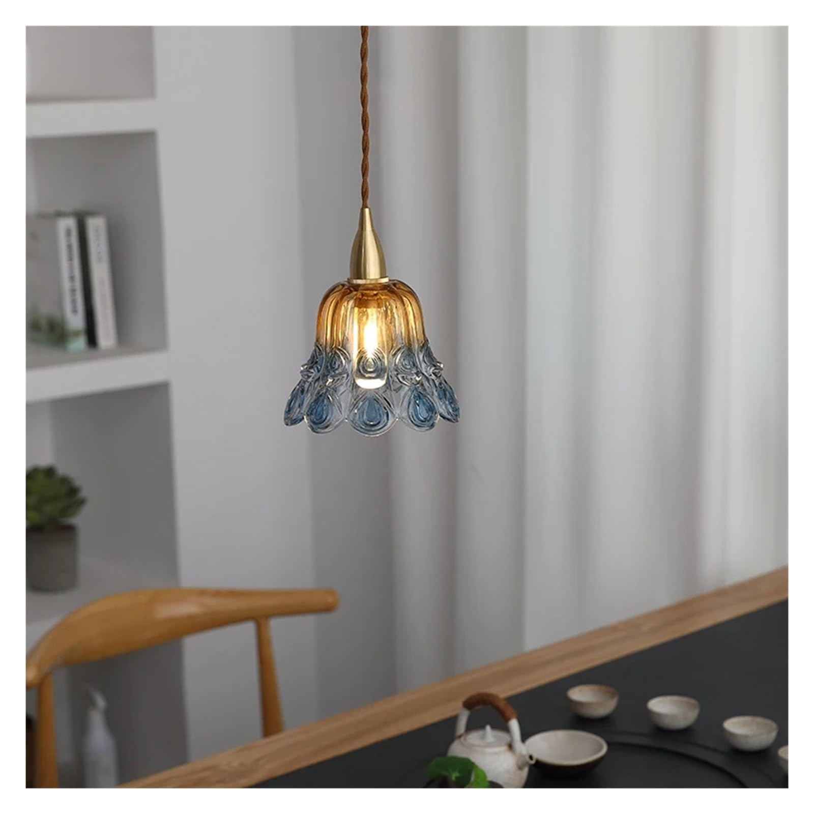 RRJJ American Country Retro Flower Pendant Light Nostalgic Coffee Bar Clothing Shop Glass Chandelier Indoor Lighting Compatible with Home,Led Chandeliers