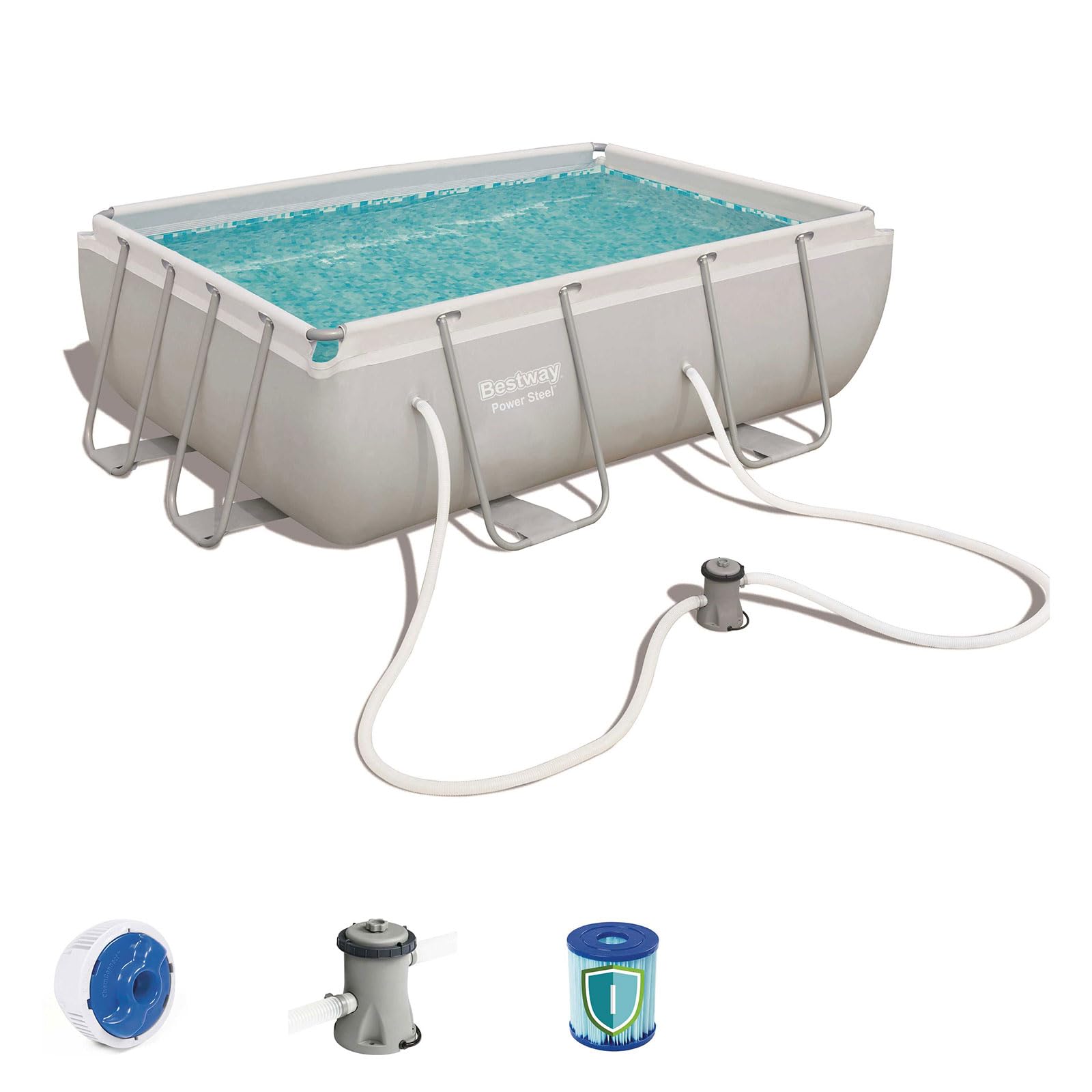 Bestway 56629 Power Steel Rectangular Pools PVC Grey