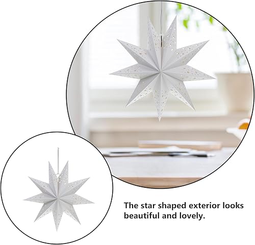 Miniatura 9 de Faroles de Papel con Diseño de Estrella 2 Piezas, Cubierta de Luz de Estrella, Guirnalda, Colgante para Faroles, Adorno para Árbol de Navidad, Tapa