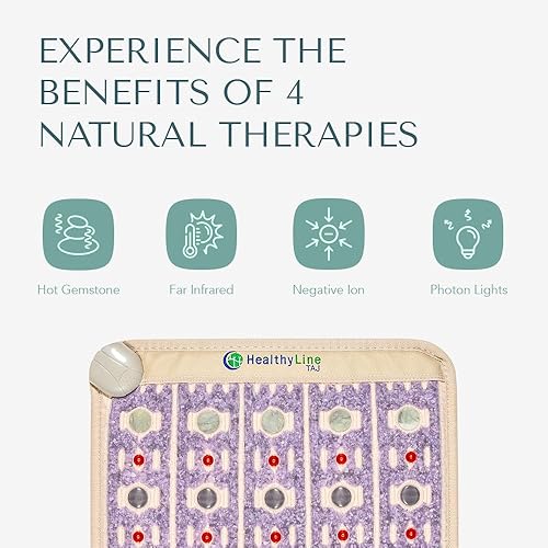 Miniatura 3 de HealthyLine TAJ - Almohadilla térmica de infrarrojo lejano, pequeña alfombrilla de piedras preciosas de cristal natural para el dolor de espalda,