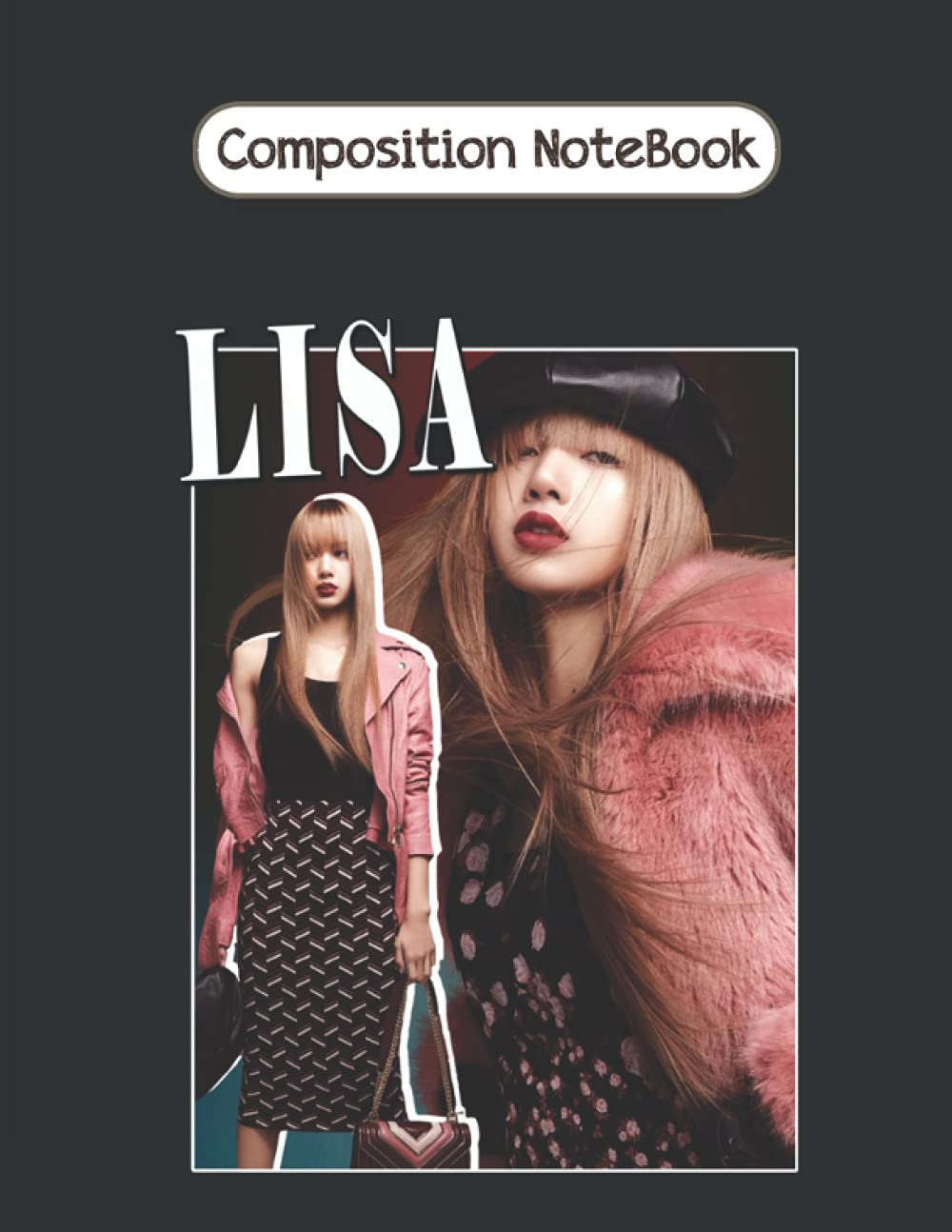 Composition Notebook: Lisa Black Pink Vintage 8.5 x 11 Inches, 100 Page Blank Lined Paperback Journal/Notebook