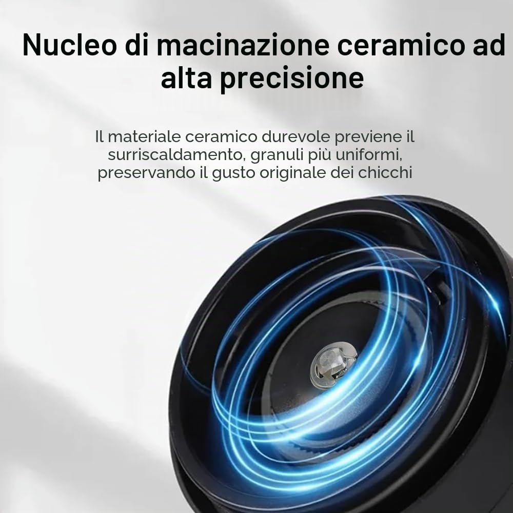 Macinacaffè Elettrico Portatile, Piccolo Coffee Grinder Elettrico Senza Fili, 40 Impostazioni Regolabili, Macina Caffè Chicchi Ricaricabile con Macine in Ceramica per Viaggi Campeggio Ufficio
