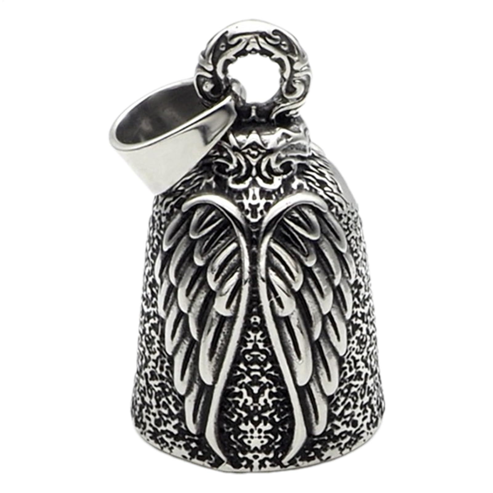 Motorcycle Blessed Bell, Cycling Good Luck Charm, Angel Wing Biker Bells, Vintage Anti Gremlin Coin, Interactive Metal Hanging Bell Gift for Riders, Men, Women, Motorbikes, Helmets 1.33 Inches