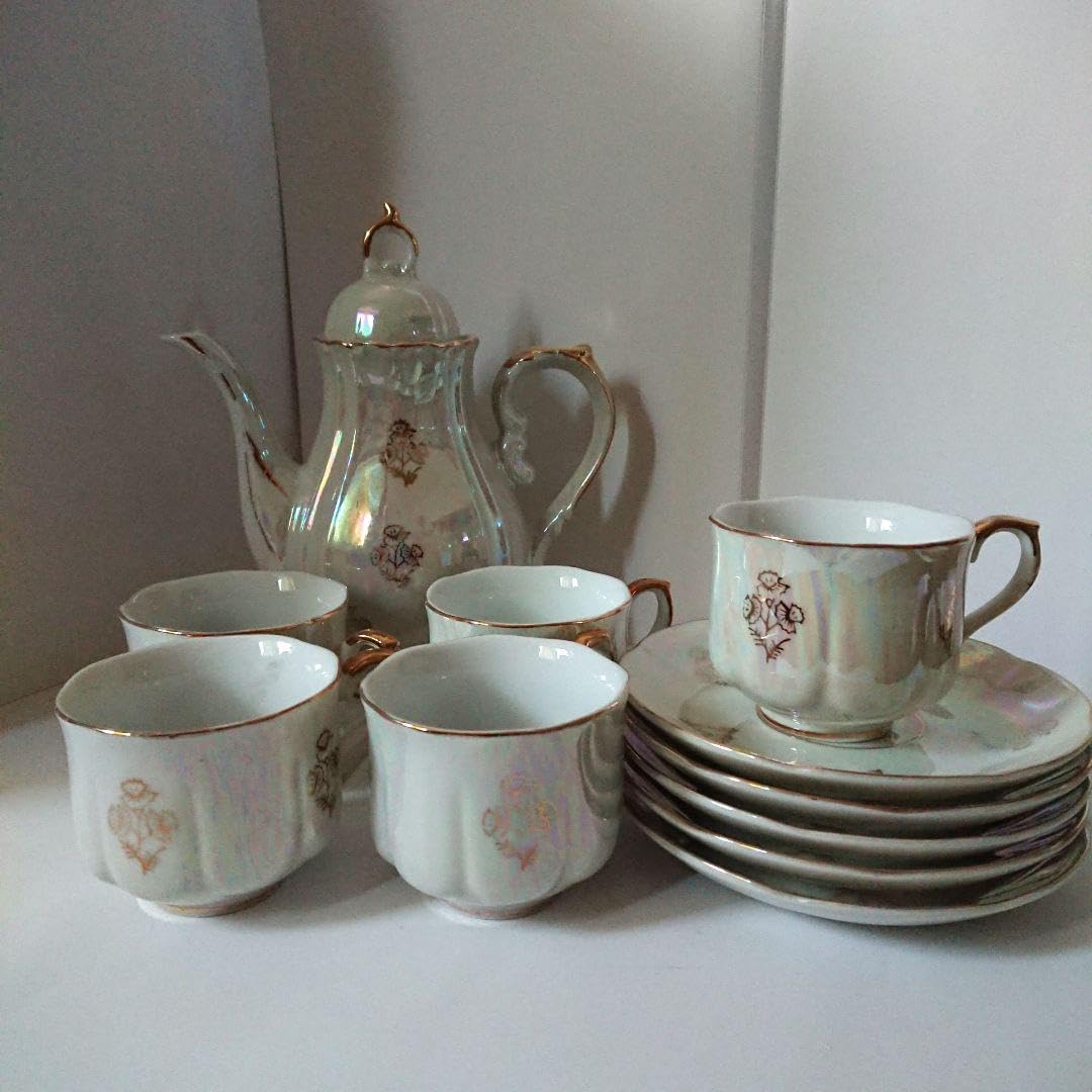 Amazon.co.jp: TK Lovely pearl ティーポット& カップ&ソーサー 5客