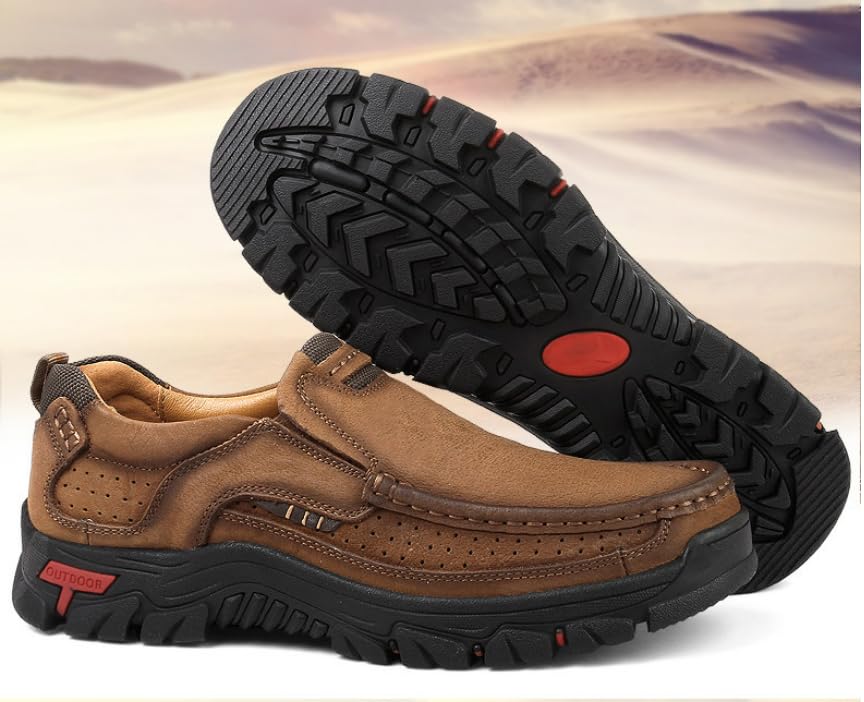 Mens Leather Oxfords Casual Outdoor Slip on Loafers Walking Shoes2