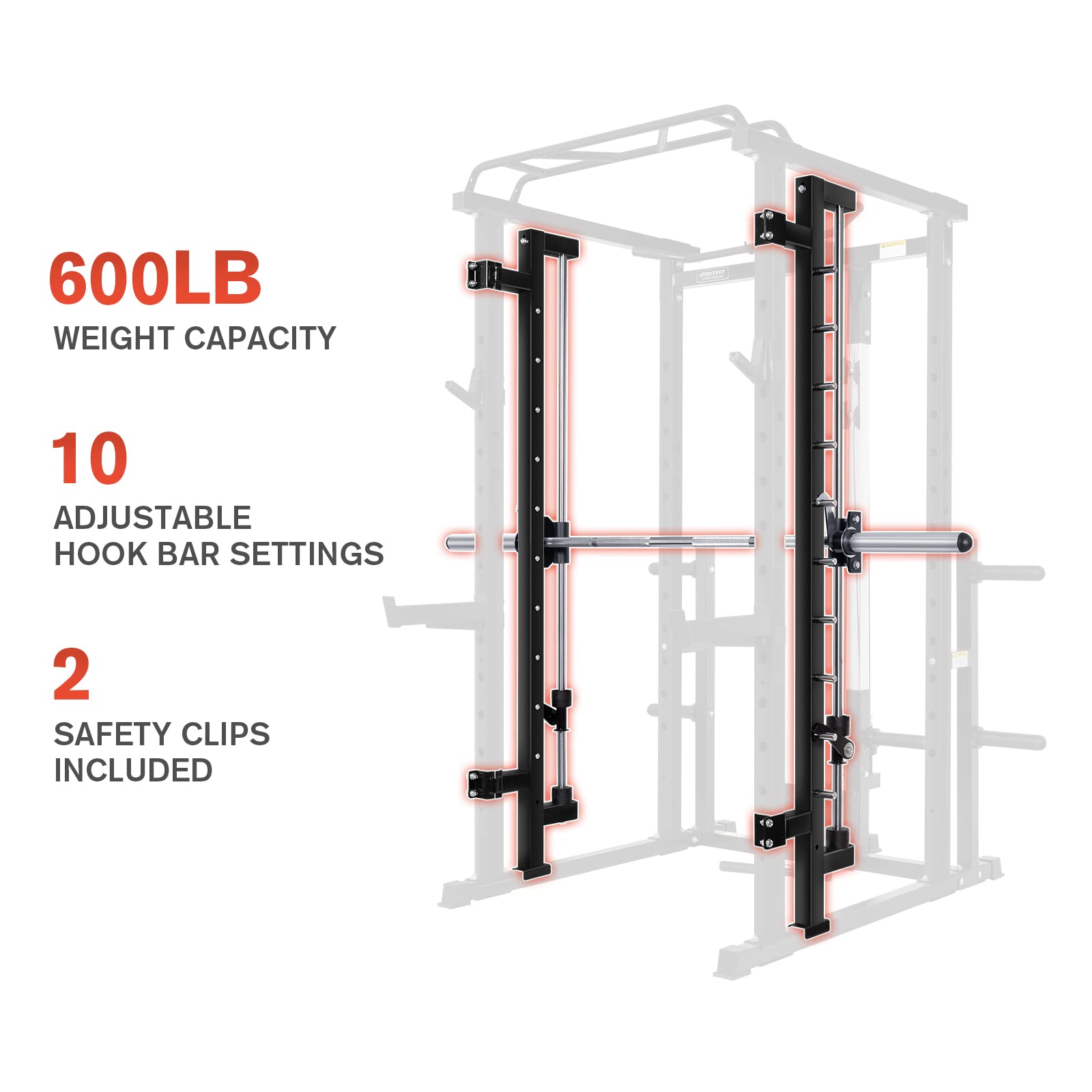 RitFit Smith Machine Power Cage with Smith Barbell and LAT