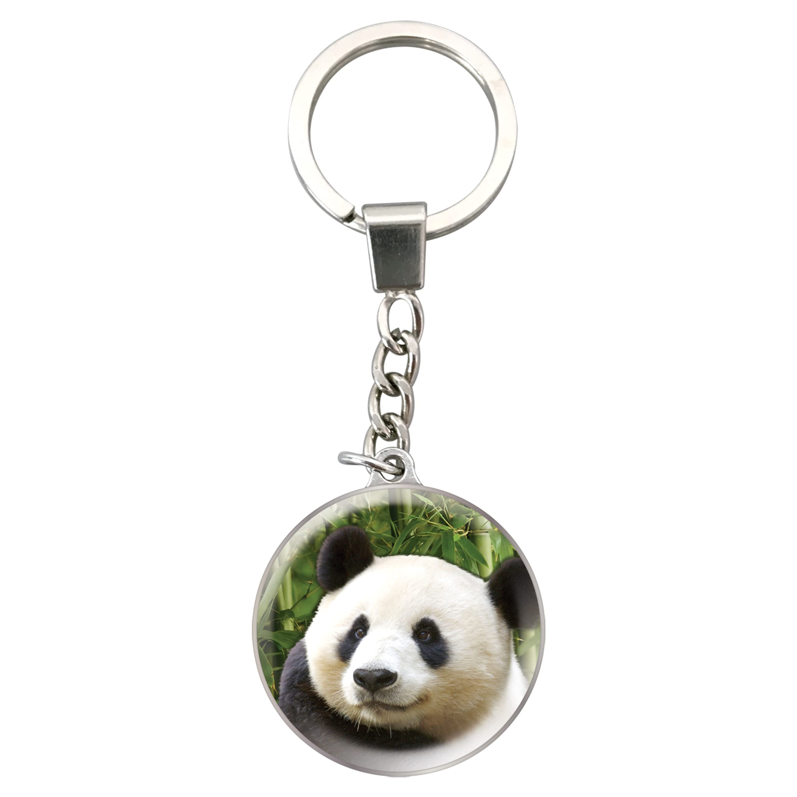 Magnidome Deluxebase Panda Keychain – Crystal Glass Dome Animal Key Ring with Stainless Steel Chain, Cute Panda Key Holder for Fun Bag Charms and Novelty Gifts.