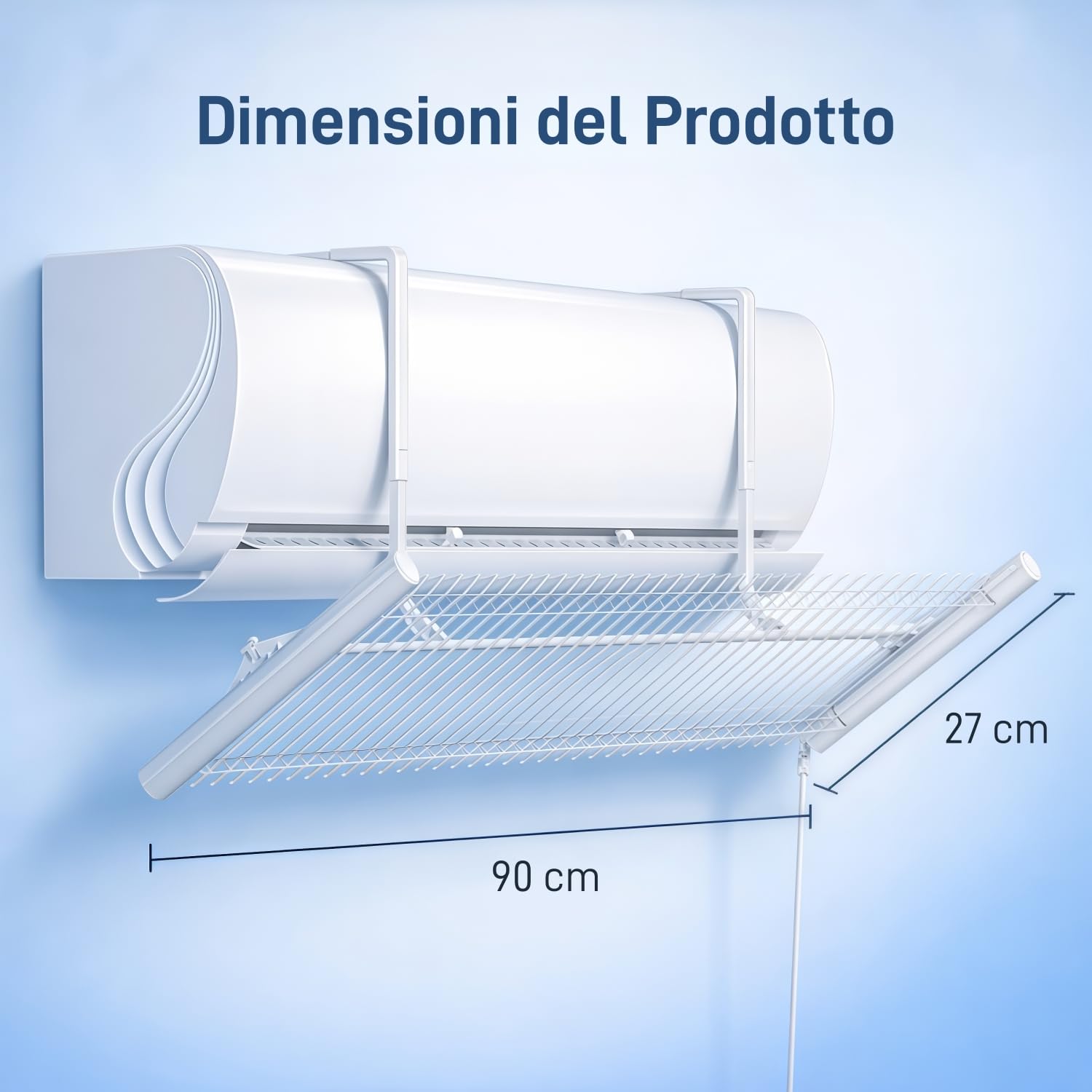 Deflettore Condizionatore, Deviatore Aria Condizionatore Regolabile in Alluminio per Split a Parete 70–100cm, Deflettore Aria Condizionata Anti Soffiaggio Diretto per Casa Camera Ufficio