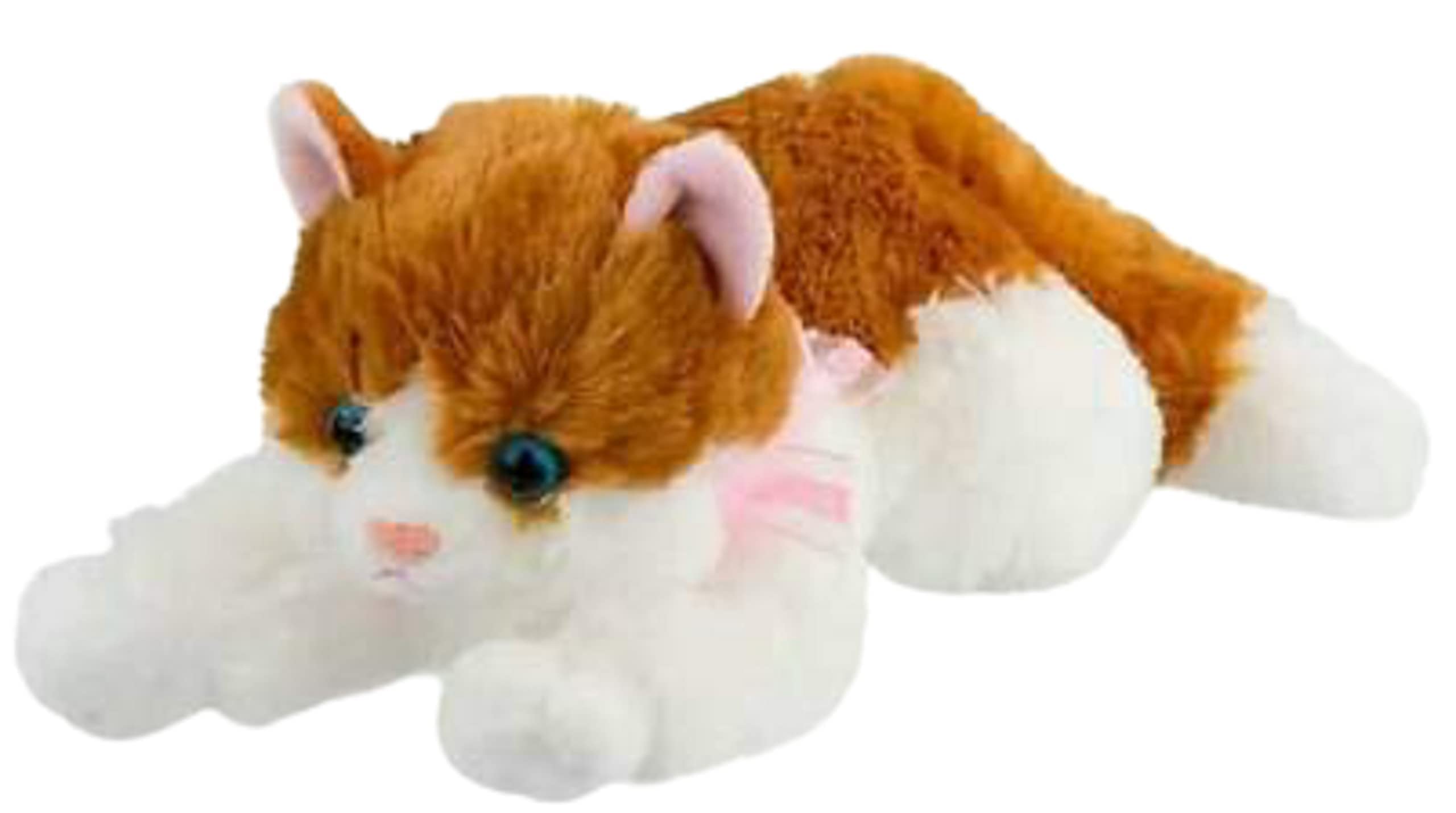 A Little Swag Cute Brown Sleeping Cat Soft Toy with Meow Sound, 35 cm Stuffed Musical Kitten Plush Teddy Bear for Animal Lovers, Kids, Boys, Girls, Birthday Gift, Home Decor