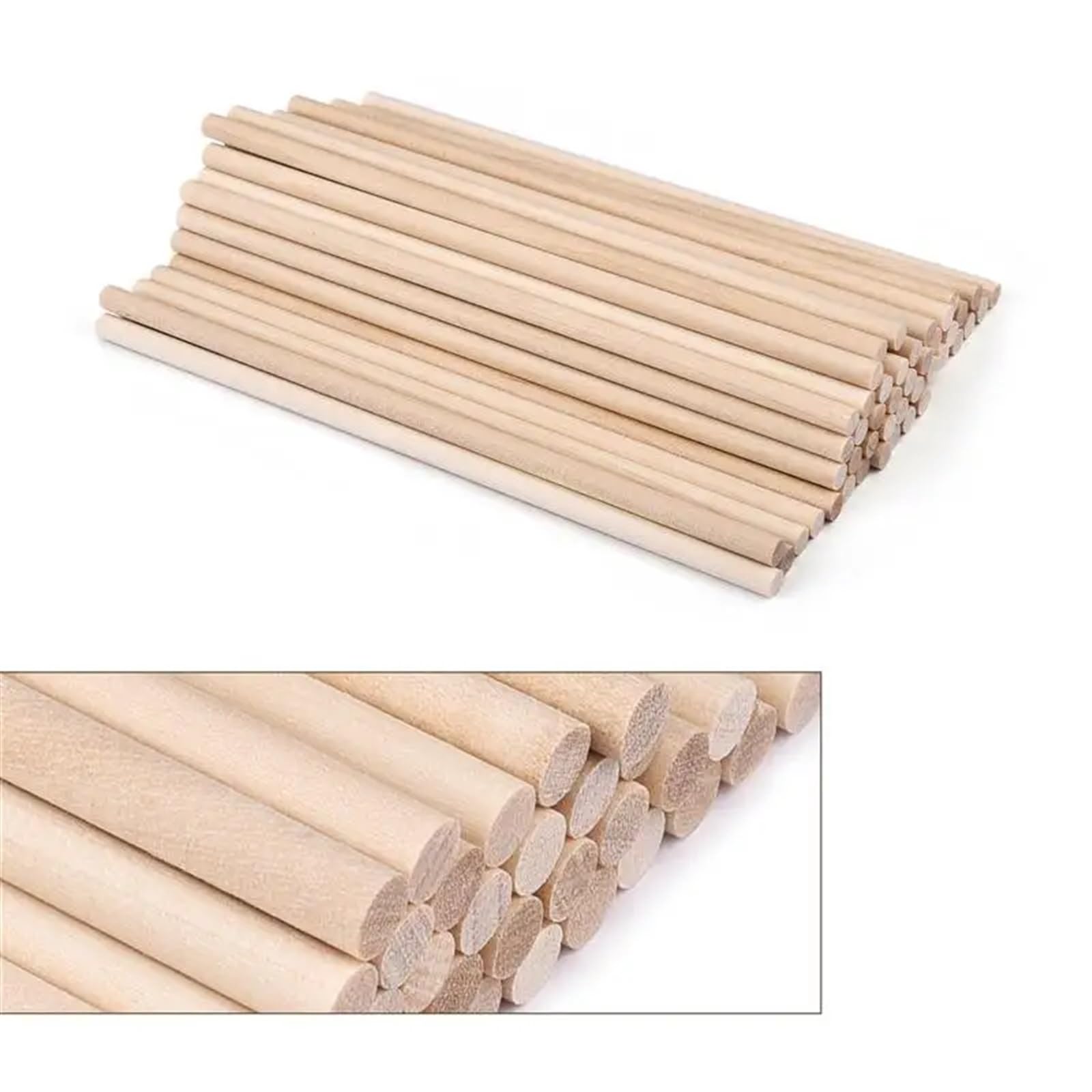 Weitingkkk One Color Wooden Sticks For Crafts, Wooden Dowels Craft Sticks 3Mm And 5Mm Dia 100-300Mm Length(5X150 Mm 50Pcs)