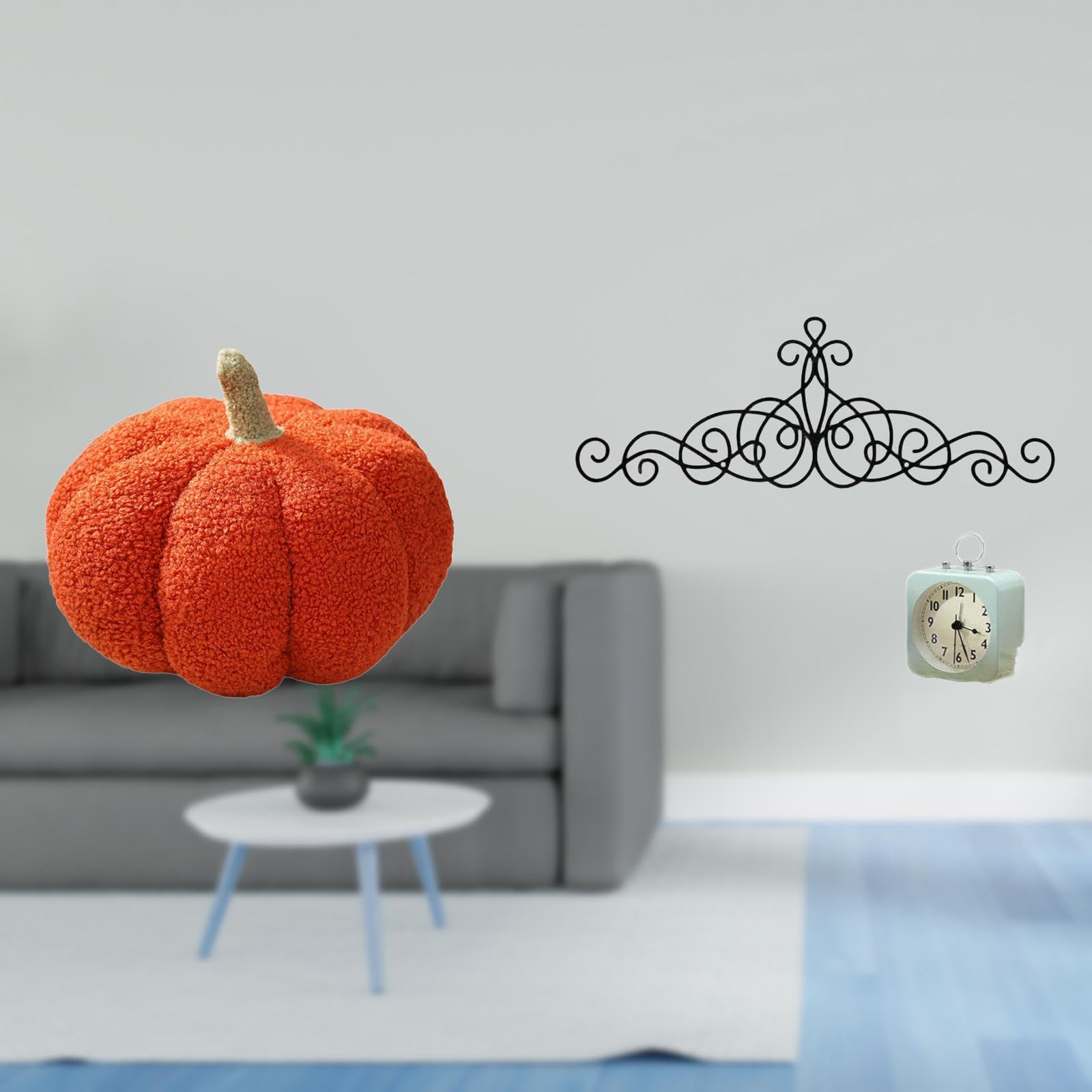 Halloween Pumpkin Plush Sofa Cushion Scroll Metal Wall Art Floral Decorative Pillow for Bedroom Patio Indoor Outdoor Decor|Home & Garden| Home D?cor| Pillows-image-8