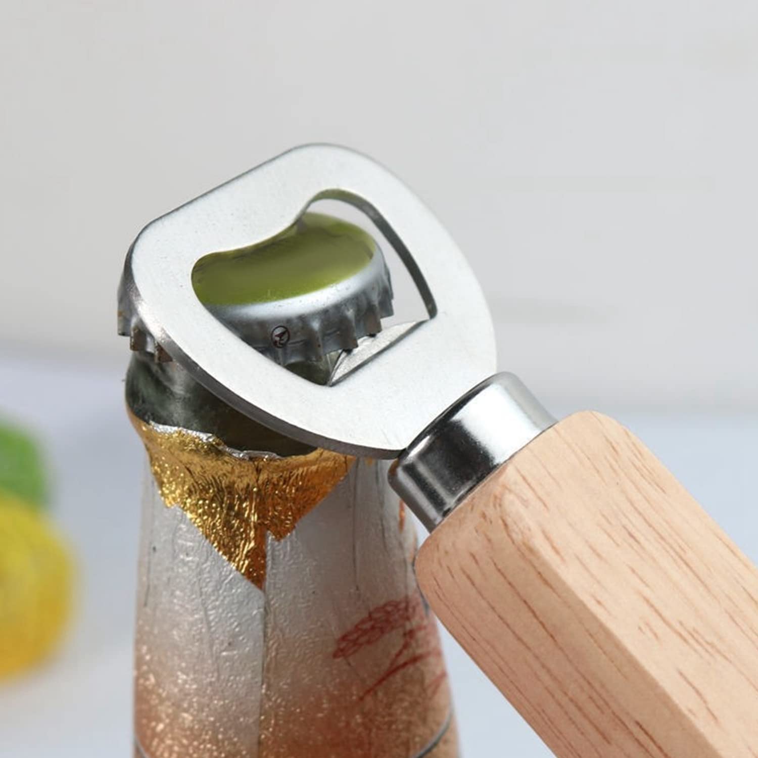 6 Ouvre-Bouteilles En Bois Et Acier Inoxydable - Design Ergonomique - Portable Pour Maison, Bar, Cadeaux