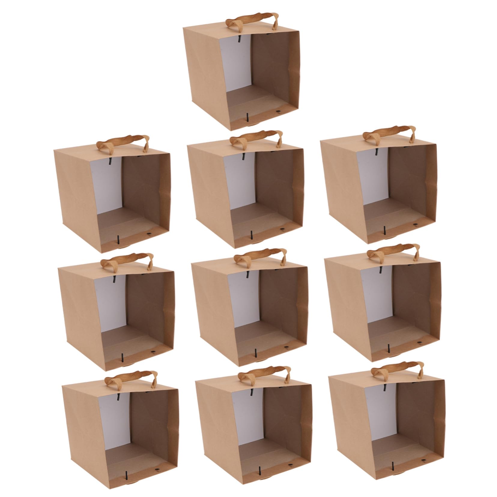 BESTYASH Quadratische Kraftpapiertüten als Geschenktüten aus Papier 10 Stück und Stabiler Standfestigkeit mit Moderater Kapazität für Party und Snacks