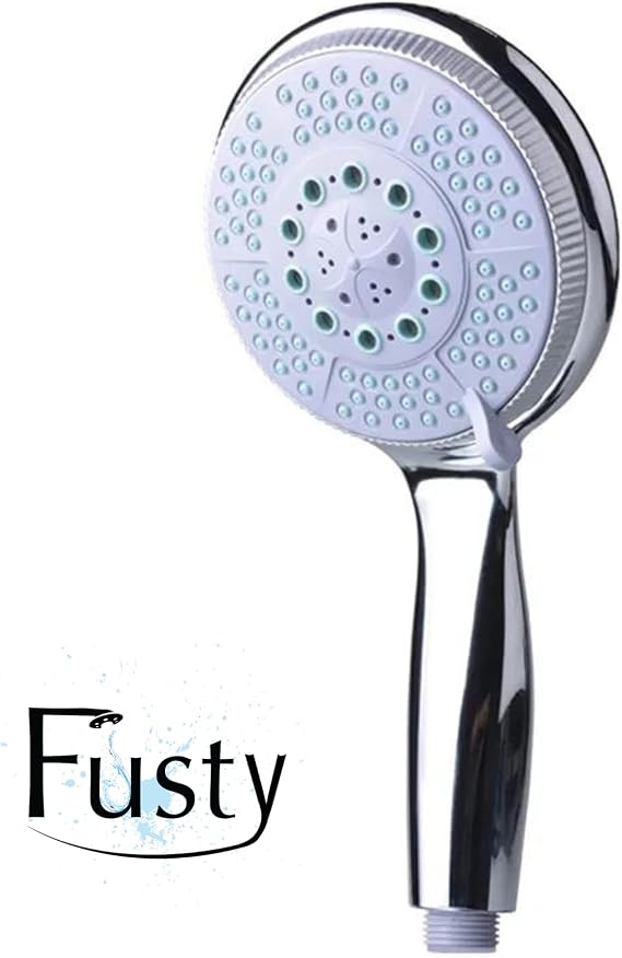 FUSTY Huge 5 Function Large Head Hand Shower Head - Different Spray Modes - High Quality ABS Chrome Plated G1/2 Compatible