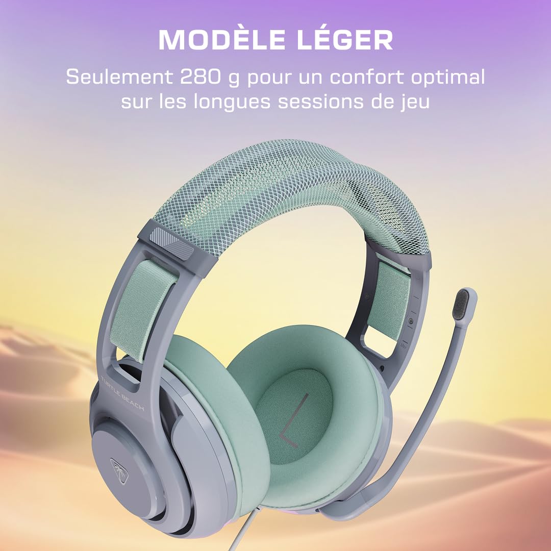 Turtle Beach Atlas 200 Seafoam Breeze Casque de Gaming Multi-Plateforme Filaire w/transducteurs Nanoclear de 50 mm pour Xbox, PlayStation et PC