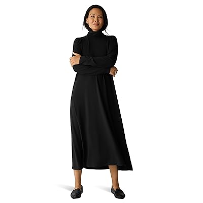 Eileen Fisher Stretch Jersey Knit Turtle Neck Dress Women