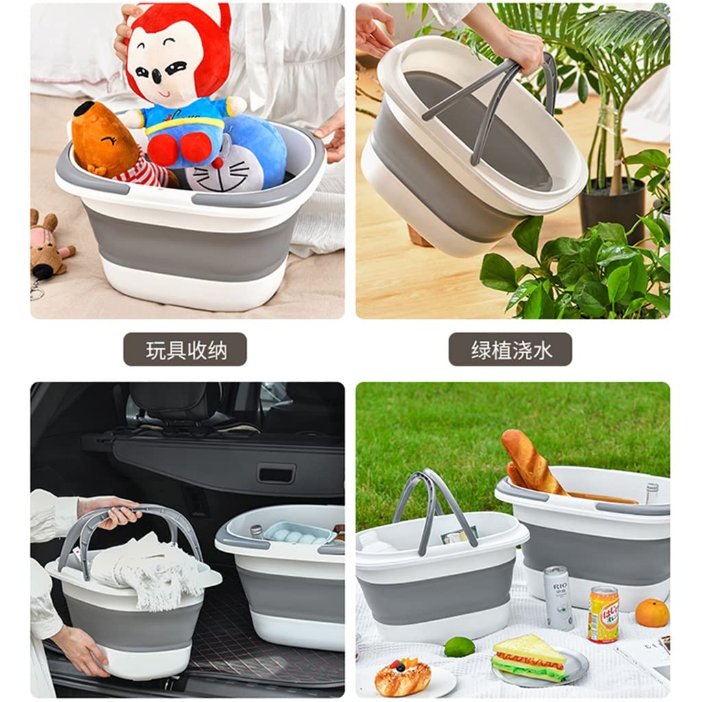 Panier à linge pliable en plastique – Lavabo portable pour camping, pique-nique – Baignoire pliable avec poignée robuste