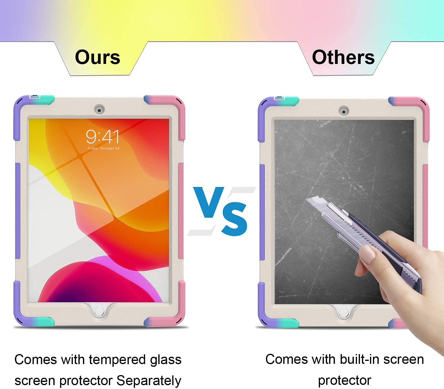 Blosomeet iPad 9th/8th Generation Case 2021/2020 10.2 Inch for Kids Girls Cute w/ Tempered Glass Screen Protector & Pencil Holder |Rugged iPad 7th Gen 10.2 Cover 2019 Pink w/ Stand Hand Shoulder Strap