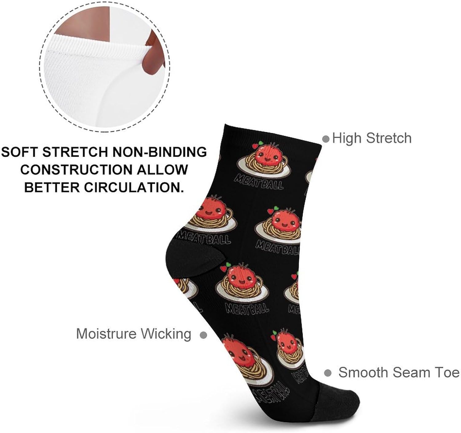 Meatball Cute Italian Knee High Socks Athletic Long Stockings Sport Casual Crew Tube Sock Boot