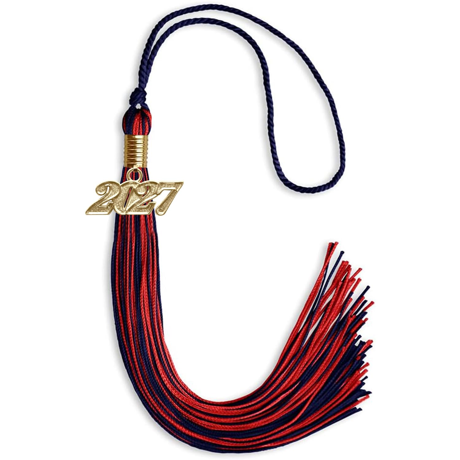 Endea Graduation Mixed Double Color Tassel with Gold Date Drop (Navy Blue/Red, 2027)