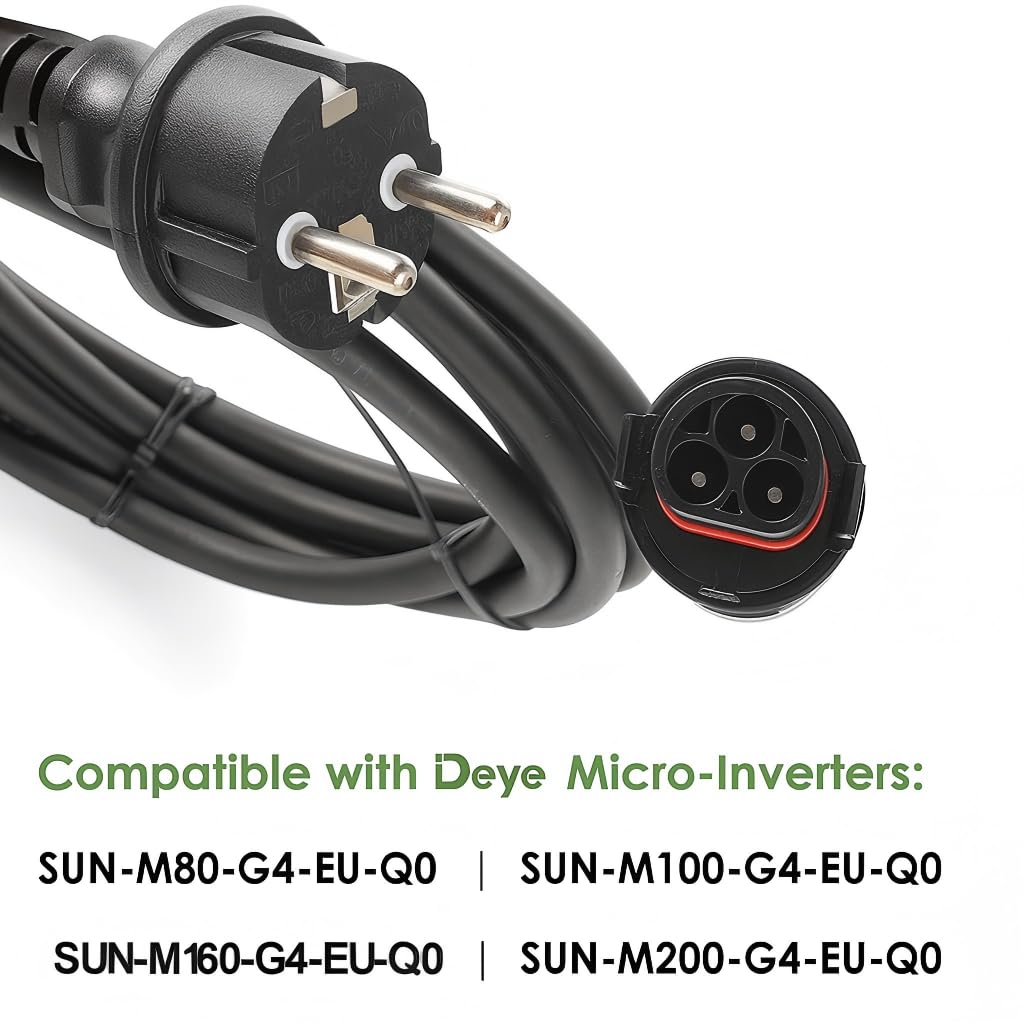 Cavo Di Collegamento Per Micro Inverter Solare - BC01 Femmina A Spina - H07RN-F 3x1,5 Mm² - 5 Metri - Gomma Resistente UV - 6