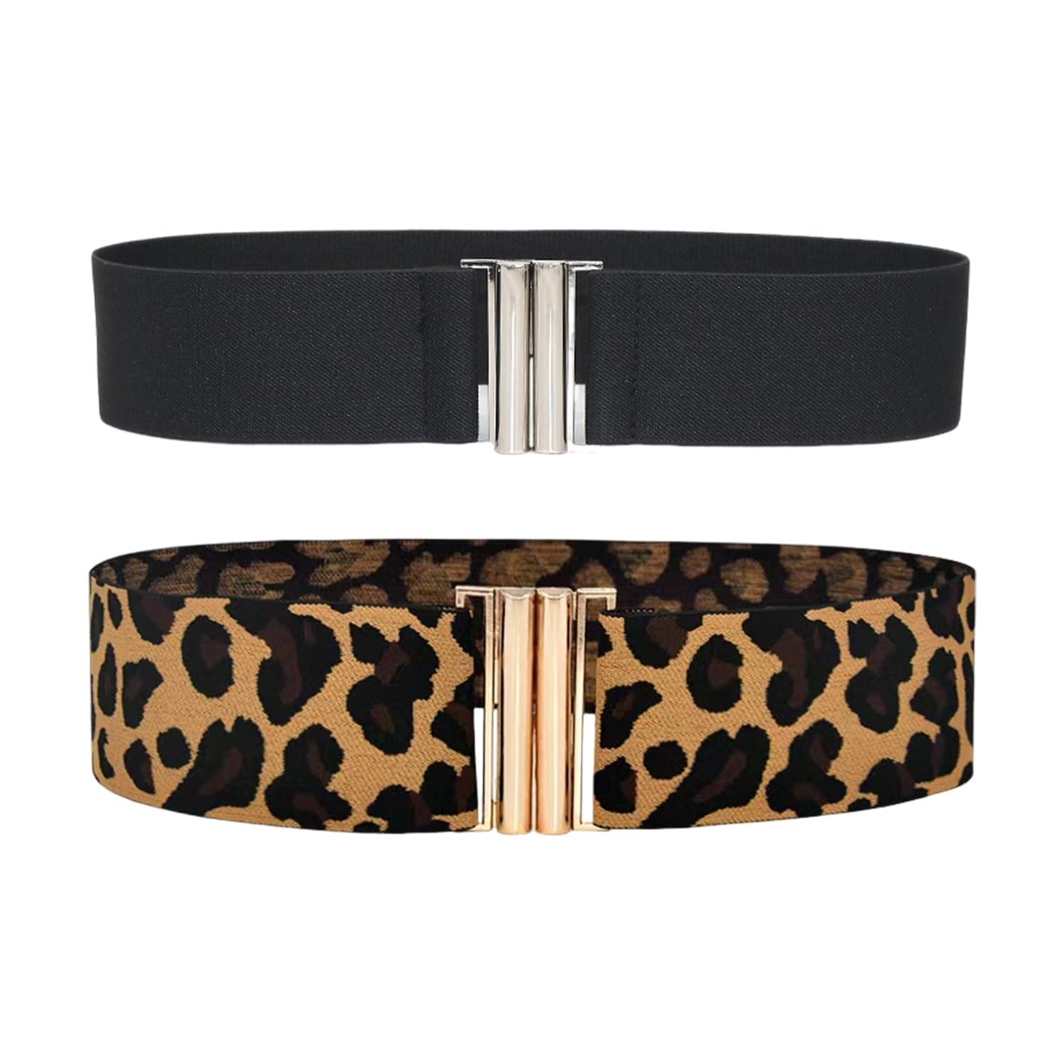 2 Pieces Elastic Waistband, Women'S Belt, Simple And Versatile Waistband, Women'S Elastic Waistband, Versatile Belt (Leopard Print And Black).